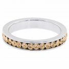 925 Sterling All Around Yellow Citrine Crystal Eternity Wedding Band RING SIZE 5
