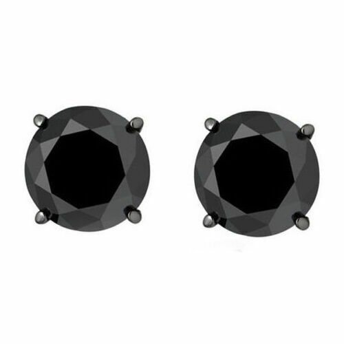 14K Solid Black Gold 0.25 CARAT Black Diamond Basket Stud Earrings