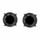 14K Solid Black Gold 0.25 CARAT Black Diamond Basket Stud Earrings