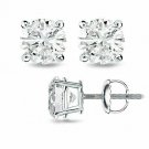 14K White Gold 2.8 CARAT Round Cut Simulant Diamond Screw Back Stud Earrings