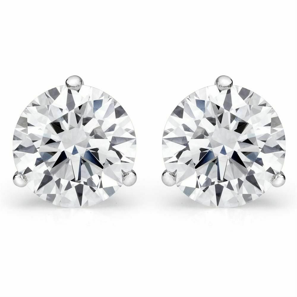 14K WHITE GOLD .51CT Round Cut Natural Diamond Push Back Stud Earrings