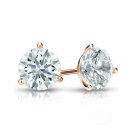 14K Rose Gold  2.75CT Round Solid Brilliant Cut Martini Screw Back Stud Earrings