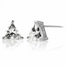 14K Solid White Gold 2CT Trillion Cut Simulated Diamond Stud Earrings