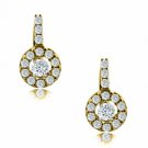14K Yellow Gold Plated Silver APRIL Birthstone Halo Drop Lever Back Earrings