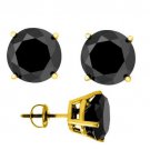 0.80 ctw Black Diamond 14k Solid Yellow Gold Stud Earrings Screw Back