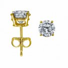 14K YELLOW GOLD .20 CARAT WOMENS ROUND CUT SIMULATED MOISSANITE EARRINGS
