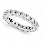 14K White Gold 2.40 CT Moissanite Round Cut Eternity Wedding Band Ring
