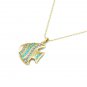14K Yellow Gold 0.20 CT Created Diamond and Aquamarine Fish Pendant Just Pendant