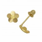 14K Yellow Gold Baby Girl Citrine Birthstone Flower Screw Back Stud Earrings