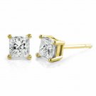 14K Yellow Gold 1.00CT  TDW Princess cut Diamond Stud Earrings