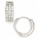 14K Solid White Gold  Women/Children's Gorgeous  White Sapphire Huggie Earrings
