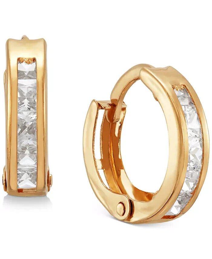Children's Cubic Zirconia Extra Small Huggie Hoop Earrings in 14k Gold
