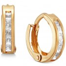 Children's Cubic Zirconia Extra Small Huggie Hoop Earrings in 14k Gold