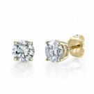 14K Solid White Gold 2.25CT Round Brilliant Basket Push Back Stud Earrings
