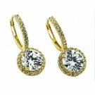 14K Yellow Gold 2.49 CT Women's Fancy Halo Drop White Sapphire Earrings