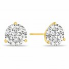 14K Yellow Gold 1CT Natural Diamond Martini Stud Earrings