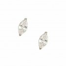 14K Solid White Gold 6x3MM Marquise Push Back Stud Earrings