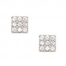 14K Solid White Gold 6MM Square Cut Prong Set Cubic Zircon Studs ER-PEW9