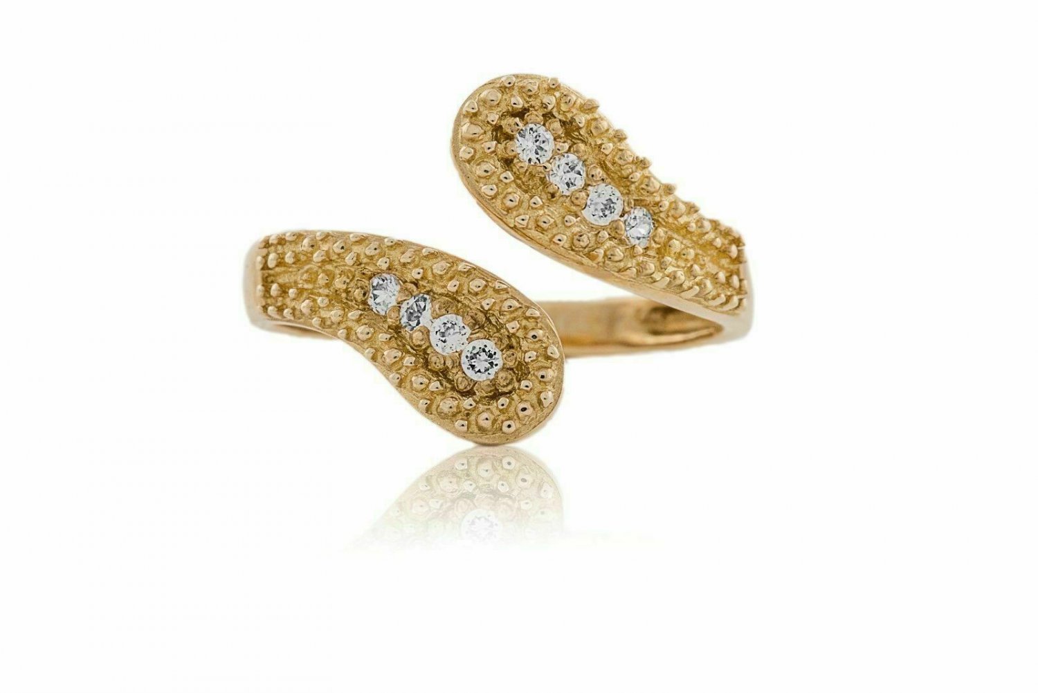 14K Yellow Gold VVS1 Round Created Diamond Adjustable Toe Ring