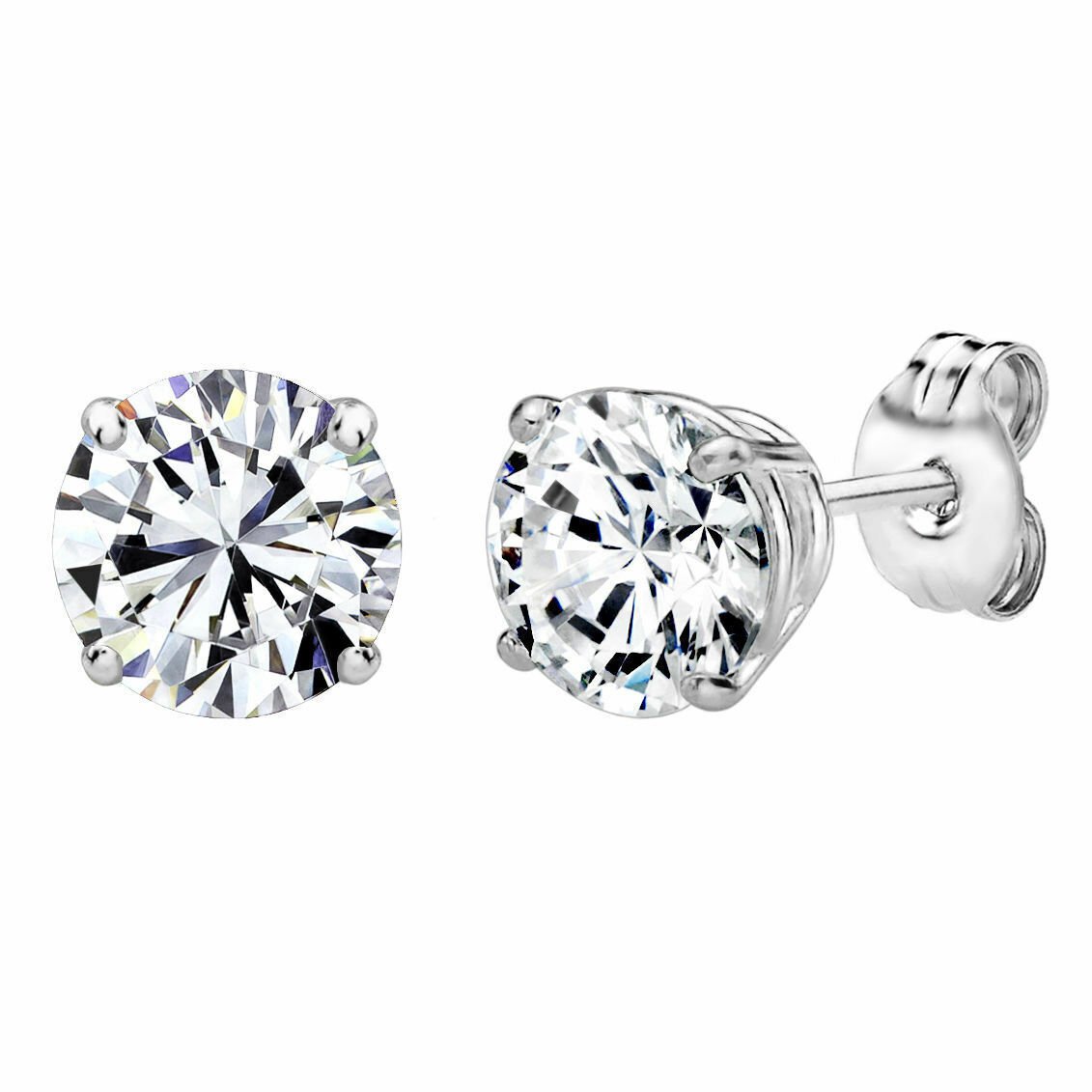 Sterling Silver 925 4.00 CARAT Round Stud Earrings Made with Swarovski Zirconia