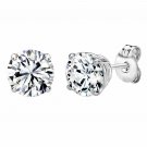 Sterling Silver 925 4.00 CARAT Round Stud Earrings Made with Swarovski Zirconia