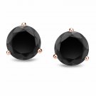 14K Rose Gold 4CT Black Diamond Martini-Set Stud Earrings