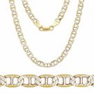 14K Yellow Gold 4.4MM 18" Sterling Silver Marina Link Italian Chain Necklace
