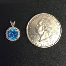 14k White Gold Over 925 Sterling Silver Topaz Round Cut Halo Pendant 9mm
