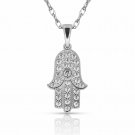 14K WhiteGold 0.15TC Brilliant  HAMSA Hand Charm Pendant ONLY
