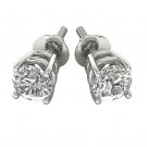 14K White Gold Solitaire SI1 G 0.45 TCW Round Diamond Screw Back Stud Earrings