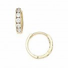 14K Solid Yellow Gold Huggie Cubic Zirconia Hoop Earrings