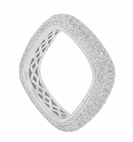 NEW! White Gold Over Sterling Silver 7 Row Eternity Square Women's Band SIZE 5