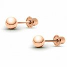 14K Rose Gold Size 6MM Round Ball Baby/Children's Screw Back Earrings
