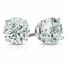 14K White Gold 1.05CT Created Round Cut  Screw Back Pierced Stud Earrings