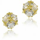 14k Yellow Gold Cubic Zirconia Ball Stud Earrings