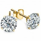 14K Yellow Gold 4MM Round Stud Push Back Earrings 4 Kids Women & Men