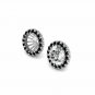 14K WG 0.50CT 4MM Black Diamond Halo Solitaire Bridal Jackets Stud Earrings