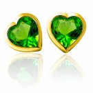 5mm 14K Yellow Gold Heart Peridot Screw Back Adult & Children Earrings