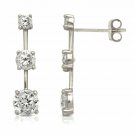 14K White Gold 2.00 Carat Created Diamond  Round Drop Dangle Stud Earrings