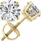 1.75 CT Simulated ROUND CUT BASKET SCREWBACK EARRINGS SOLID 14K YELLOW GOLD VVS1