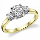14K Yellow & White Gold 1.25CT Forever One  Moissanite 3-Stone Ring SIZE 6.5