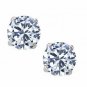 14K White Gold 4.00CT 8MM White Sapphire Round Stud w/ Screw Back Earrings