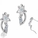 14K Solid White Gold APRIL Ladies Stylish Birthstones Flower Huggie Earrings