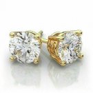 14K Yellow Gold 4CT Simulated Diamond Brilliant Cut Push Back Stud Earrings 