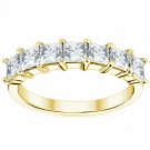 14K Yellow Gold 1.05 CT Square Brilliant Moissanite 7 Stone Wedding Band Ring