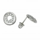 14K White Gold Letter "Q" Initial Round Child Screw Back Stud Earrings