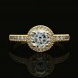 14K White Gold 1.51 TCW Round Cut Created Diamond Halo Engagement Ring SIZE 6