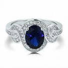 14K OVAL WHITE GOLD 7.36 CARAT SIZE 7 STUNNING MICRO PAVE  BLUE SAPPHIRE RING