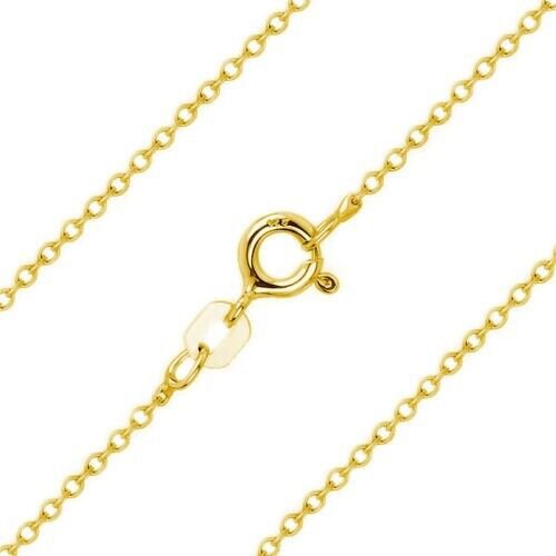 1mm Sterling Silver 14k Y Gold Plated Thin Cable Link Italian Chain Necklace