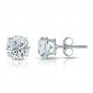 14K  White Gold 4 CT Round Cut Finish Push Back Stud Earrings